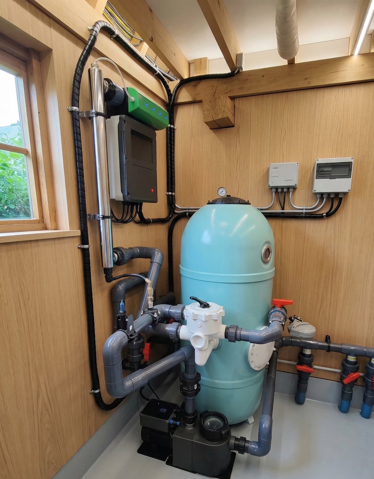 Oxytronix installation with filter, control panel, and plumbing